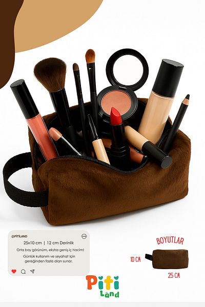 Oxlade Plush Makeup Bag Premium Organizer Soft and Very Wide [25 cm - 5 Different Color Options]