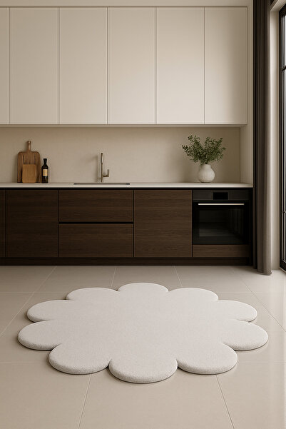 SOFT DECOR Kaymaz Taban Yuvarlak Papatya Şekilli Halı Modern Salon Koridor Mu...