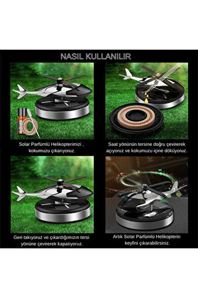 Store Güneş Enerjisi İle Çalışan Parfümlü Solar Helikopter - Kırmızı