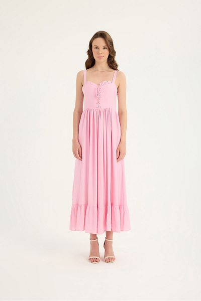 SEVİLEN Ruffle Detailed Strap Maxi Dress