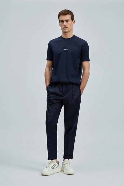 Lufian 111020235 Marcus Modern Graphic T-Shirt Ανδρικό T-Shirt ΣΚΟΥΡΟ ΜΠΛΕ