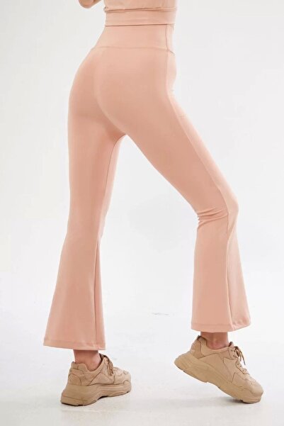 SuQ Diver High Waist Flared Leggings - Beige
