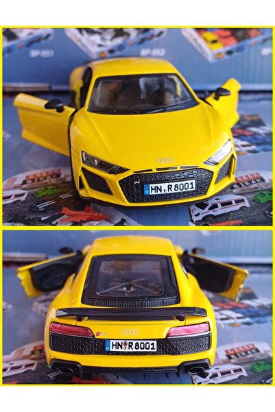 OYUNCAKSAHİLİ Audi R8 Coupe 2020 V10 Model Metal Collectıon Dıecast Çekbırak Demir Araba Orıgınal Audı Sarı