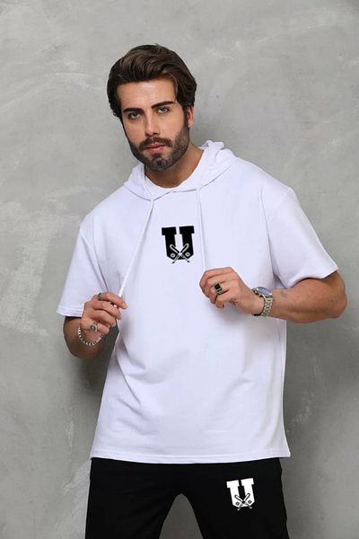 SuQ Unisex Hooded Oversize T-Shirt Set - White