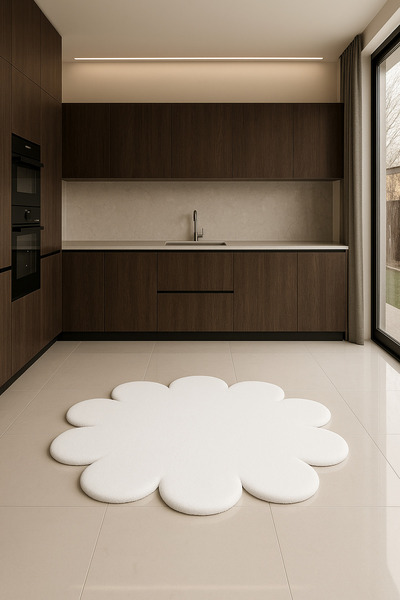 SOFT DECOR Kaymaz Taban Yuvarlak Papatya Şekilli Halı Modern Salon Koridor Mu...