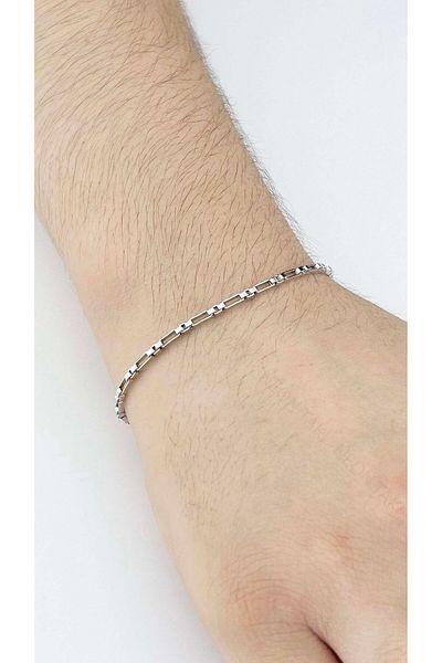 Neon Takı by Atalay Sensitivity Tag and Men's Chain Bracelet 499, Silver Color