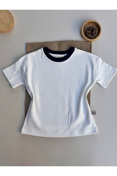 Mama Miel Baby Tricou de bază oversize cu detaliu guler camisole albastru bleumarin - 100% bumbac