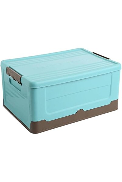 The Bros صندوق تخزين بلاستيكي كبير بغطاء مقاس 17.5 بوصة - منظم قابل للتكديس و...