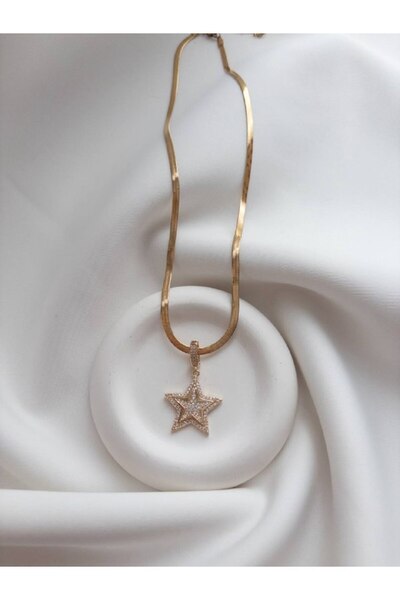 Minne Jewelry-Accessory قلادة على شكل نجمة بسلسلة مطروقة إيطالية من الفولاذ -...