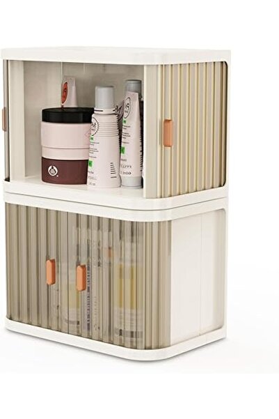 The Bros صندوقان تخزين قابلان للطي بأبواب دوارة، منظمان بلاستيكيان قابلان للت...