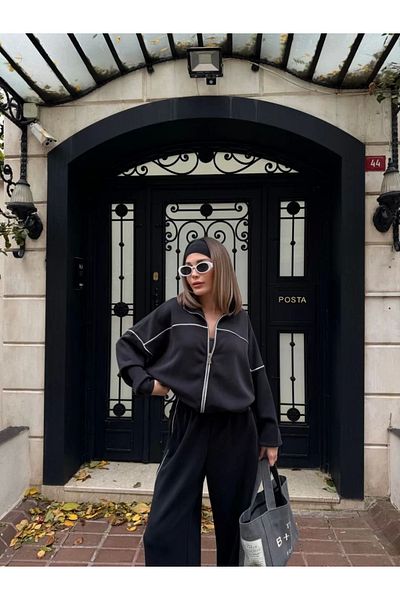 SuQ Zippered sweatpants double set - anthracite