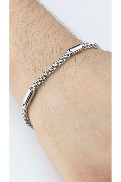 Neon Takı by Atalay Sensitivity Tag and Men's Chain Bracelet 500, Silver Color