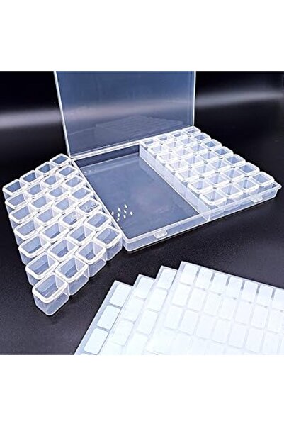 The Bros 56-Grid Diamond Painting Organizer Box with 4 Label Sheets for Beads...