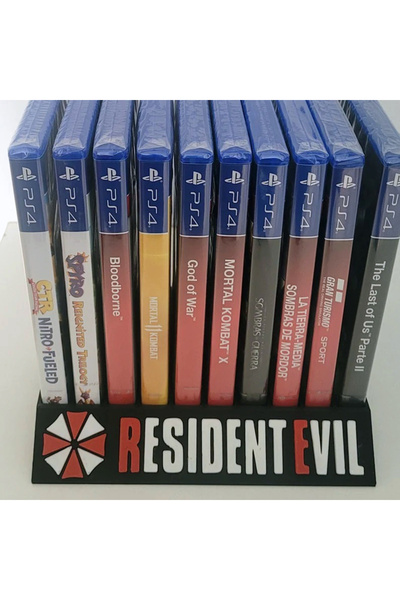 Srd3dMaker Resident Evil Logolu 10 Oyun Kapasiteli Oyun Kutusu (CD) Rafı – St...