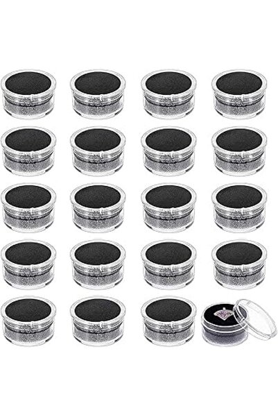 The Bros ٢٠ صندوقًا صغيرًا دائريًا من الأحجار السوداء - مع وسادة إسفنجية لتخز...
