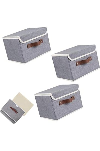 The Bros مجموعة من 3 صناديق تخزين قابلة للطي مزودة بمقابض للألعاب والملابس ول...