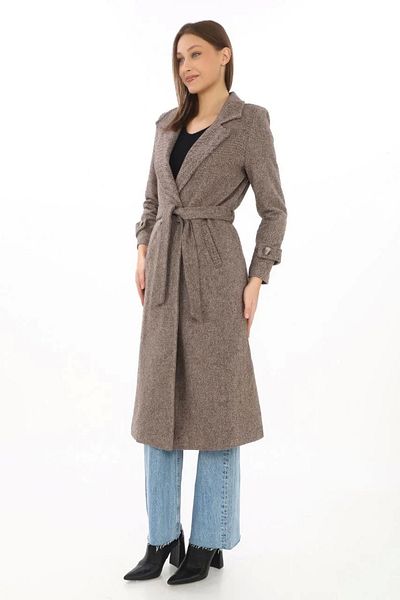 SuQ Women's Lined Herringbone Cashmere Cashmere Coat - Mink