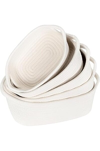 The Bros مجموعة سلال تخزين منسوجة من 5 قطع - صناديق زخرفية صغيرة للأرفف وتنظي...