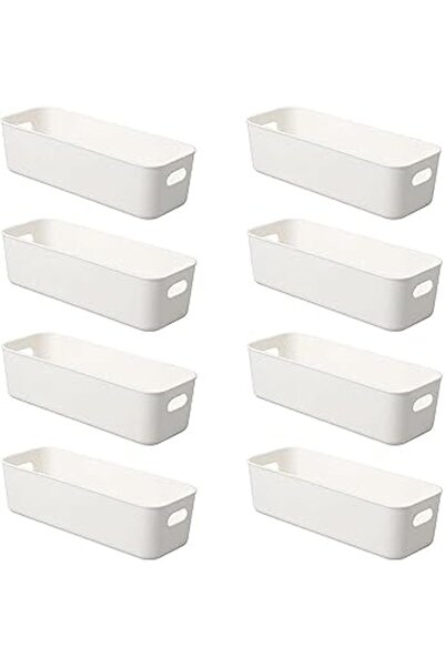 The Bros مجموعة من 8 صناديق تخزين صغيرة - منظمات خزانة قابلة للتكديس مع مقابض...