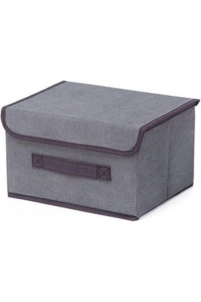 The Bros Foldable Fabric Dustproof Storage Box With Lid - Grey, 25*19*16cm/9.84*7.48*6.3 inches