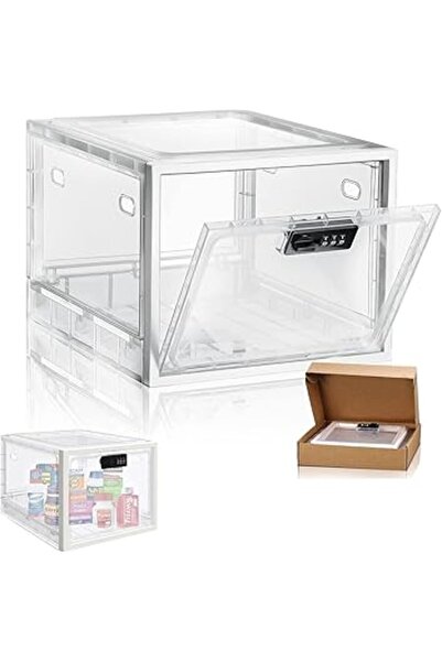 The Bros صندوق تخزين قابل للقفل - حاوية بلاستيكية شفافة لحفظ الأدوية والطعام ...