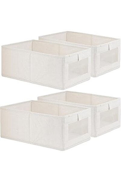 The Bros مجموعة من 4 منظمات ملابس للخزانة - صناديق تخزين كبيرة مع نافذة للملا...