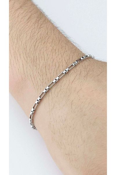 Neon Takı by Atalay Sensitivity Tag and Men's Chain Bracelet 499, Silver Color