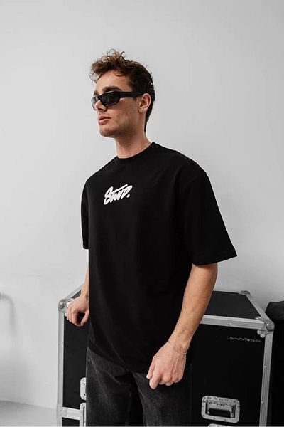 SuQ Men's Printed Oversize T-shirt - Black