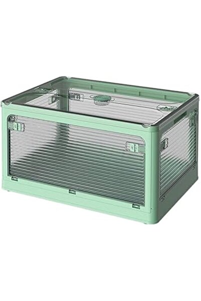 The Bros صندوق تخزين قابل للطي مع سطح شفاف، سعة 50 كجم، منظم قابل للطي (أخضر)