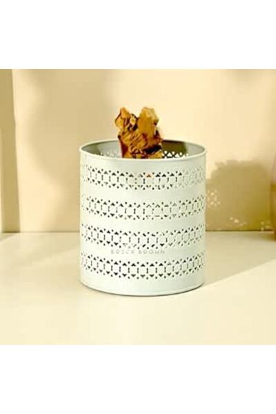 The Bros سلة مهملات معدنية بلون النعناع، سلة مهملات مفتوحة من الأعلى لغرفة النوم، المكتب، غرفة المعيشة - أبيض 8×8×8.5 بوصة