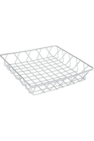 The Bros سلة معجنات سلكية مقاس 14 بوصة × 12 بوصة × 2 بوصة - فضية