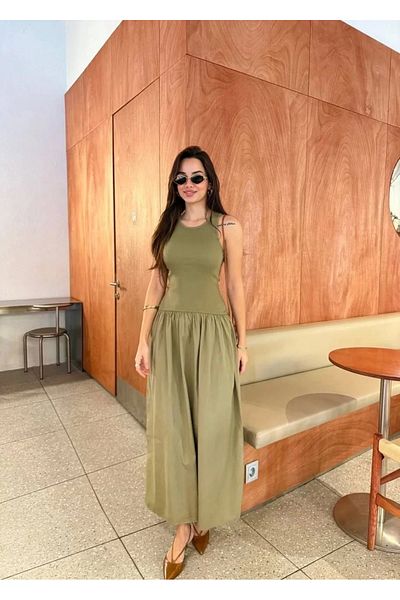SuQ Sleeveless Long Dress - Khaki