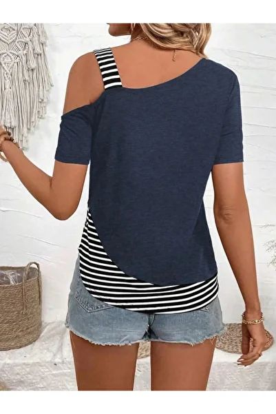 EkvaGroup Women's Short Sleeve Shoulder Strap Viscose Blouse