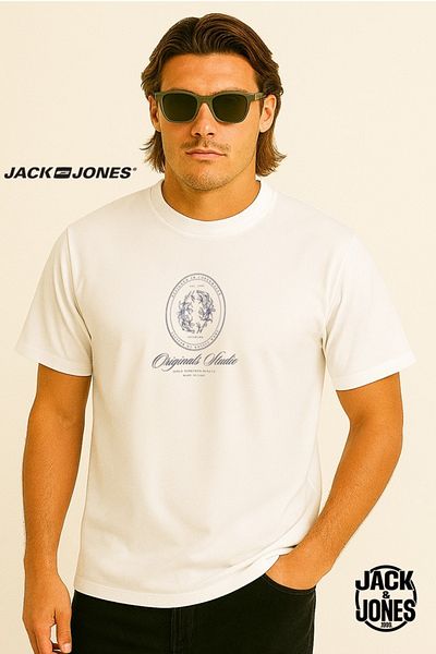 Jack & Jones J&J Men's Logo Printed T-Shirt White A8888