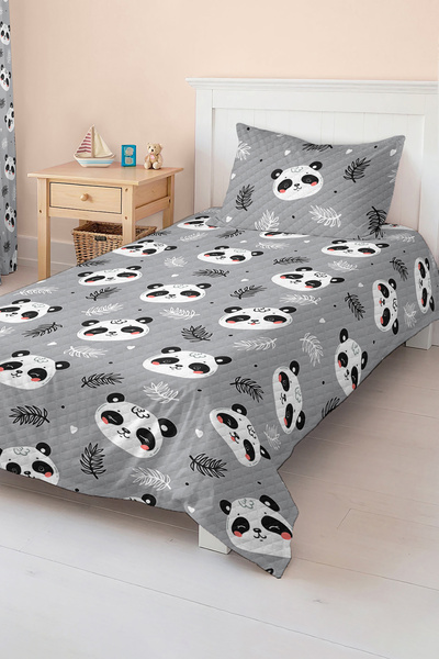 Realhomes مجموعة غطاء سرير لغرفة الأطفال والمراهقين مع شكل الباندا اللطيف
