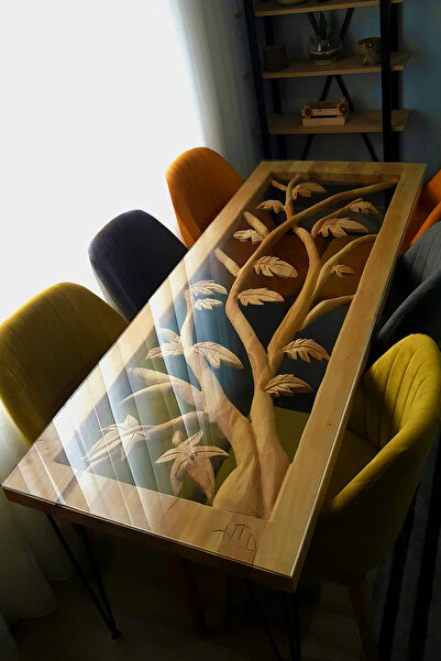 htd wood El Oyması Yemek Masası