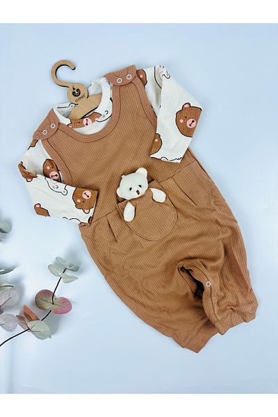 BEBERAZZİ Teddy Bear Themed Salopet Baby Jumpsuit