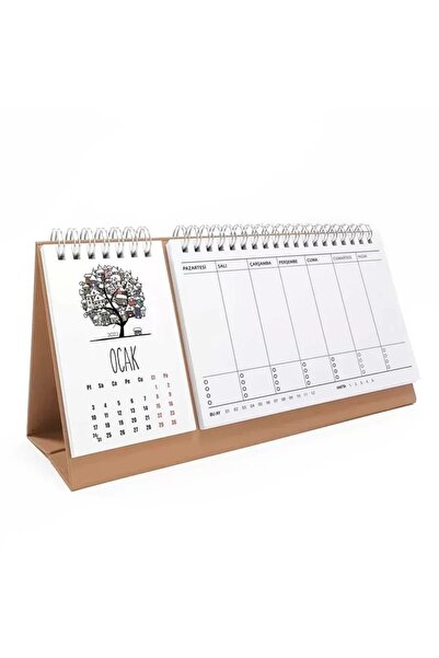 bi'aldım Dört Mevsim Agaç Takvim Haftalık Planlayıcı 2026 Masa Takvimi Kraft