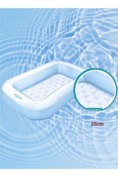 Intex Rectangular Inflatable Foldable Portable Lightweight Swimming Pool 166x100x25cm