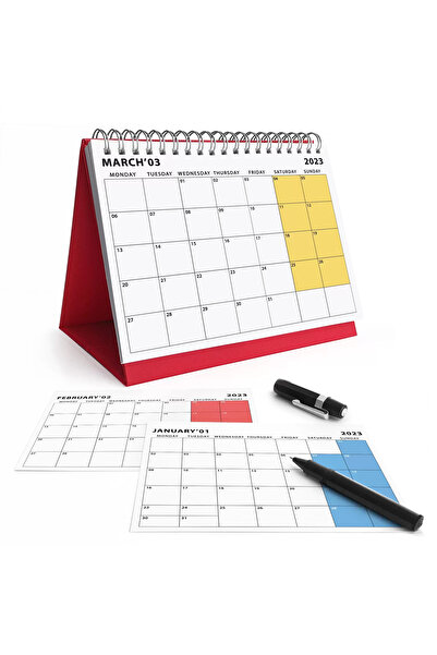 bi'aldım Aylık Planlamalı 2026 Masa Takvimi, 2026 Takvim, Kırmızı Üçgen Takvim