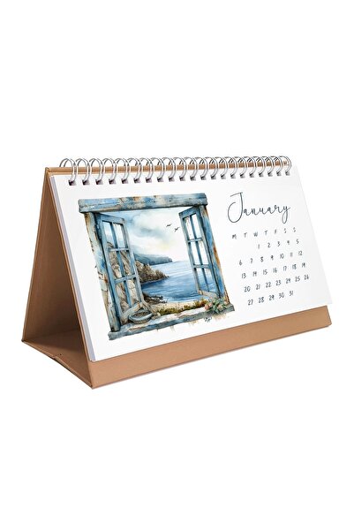 bi'aldım Deniz Manzaralı 2026 Masa Takvimi, Denize Açılan Pencereler Masa Takvimi, Okyanus Manzaralı Takvim,