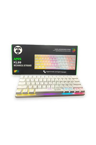 APES لوحة مفاتيح ميكانيكية للألعاب تدعم اللغتين العربية والإنجليزية