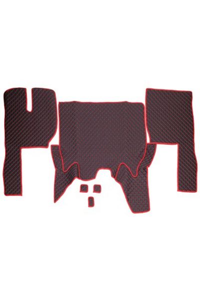 Umbrella Truck -Leather Floor Mats Set For Volvo Euro 6 Automatic Transmission Black