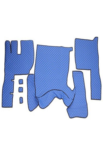 Umbrella Truck -Leather Floor Mats Set For Volvo Fh12 2005-2011 Manual Transmission Blue Type 1
