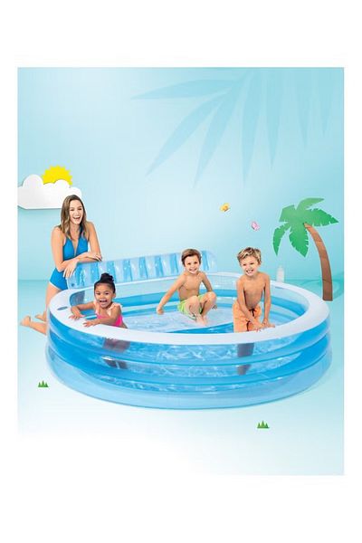 Intex Swim Center Round Inflatable Family Lounge Pool 229x218x97cm