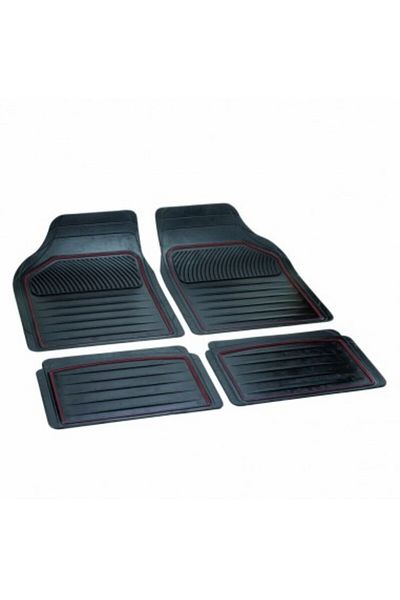 Bottari Set de 4 covorașe universale din cauciuc „PERFECT” Negru/Roșu