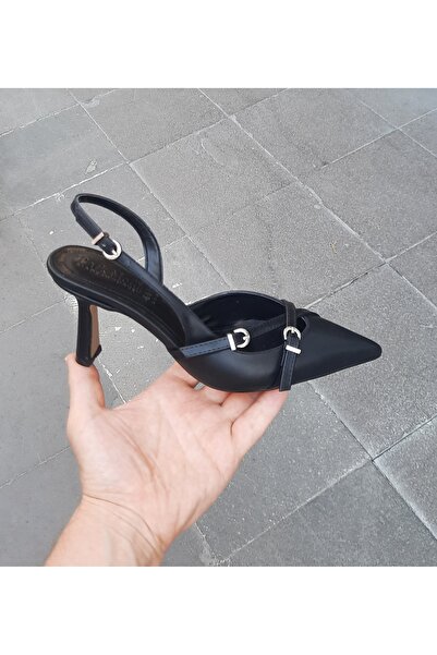 MİSS PARK MODA حذاء نسائي بكعب رفيع وإبزيم مفتوح من الخلف