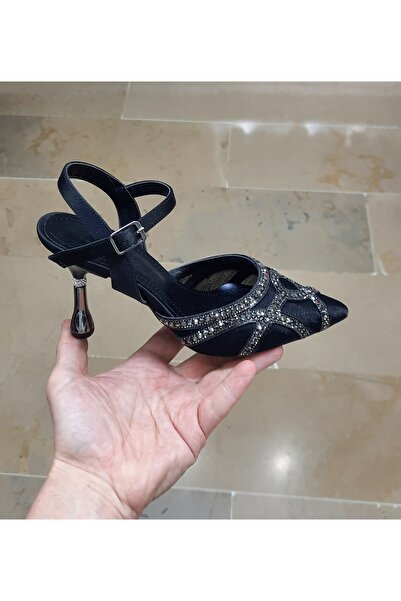 MİSS PARK MODA Жіночі туфлі на тонкому каблуці з оцинкованими та кам'яними де...