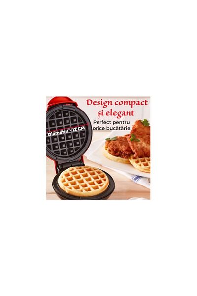 Bukate Mini Waffle and Pancake Maker, Bukate, Non-stick Plates, Light Indicator, Red