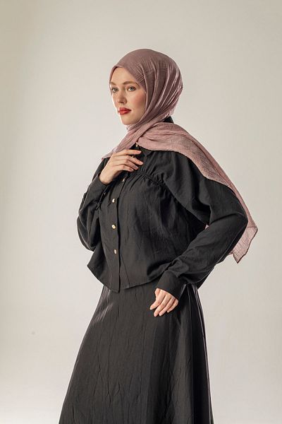 FLEUR SOİE Dama Pattern Dry Rose Muslin Shal